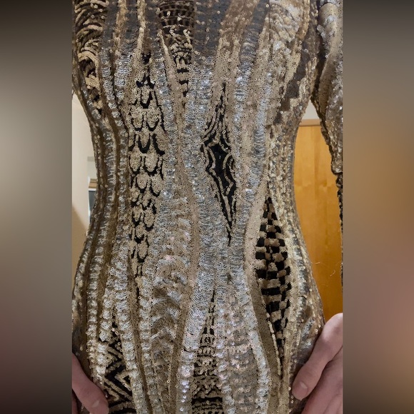 Gold Sequin Marciano Dress - Picture 9 of 16